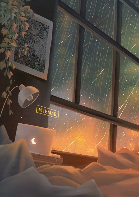 hello, i'm miena! on Tumblr Room Gif Aesthetic, Wallpaper Gif Aesthetic, Rainy Illustration, Aesthetic Wallpaper Gif, Soothing Gifs, Lofi Gif, Relaxing Gifs, Cool Wallpapers Gif, Notion Background