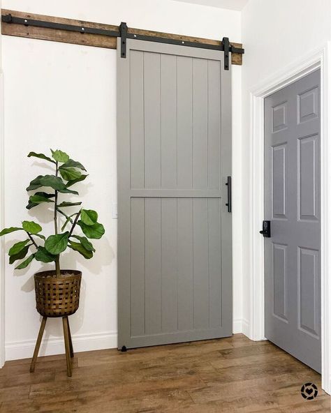 How to DIY a Barn Door | Hometalk Diy Modern Barn Door, Mirror Barn Door, Building A Barn Door, Laundry Room Renovation, Barn Door Designs, Modern Barn Door, Diy Accent Wall, Go Big Or Go Home, Diy Porch