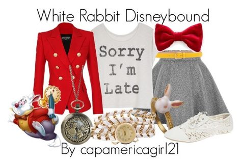 Rabbit Disneybound, Halloween Alice In Wonderland, White Rabbit Costumes, Disney Dress Up, Disney Themed Outfits, Rabbit Costume, Alice In Wonderland Costume, Disney Inspired Fashion, Wonderland Costumes