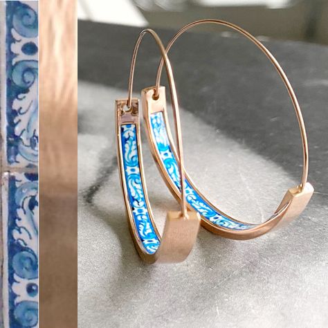 Dutch Tiles, Portuguese Tile, Portuguese Tiles, Hoops Earrings, Gold Wash, Antique Stores, Jewelry Earrings Hoops, How To Look Pretty, Statement Earrings