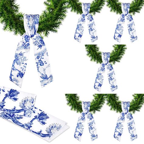 PRICES MAY VARY. Blue and White Wreath Polyester Sash Set: included 6 pieces, this abundant supply ensures not only that you have enough pieces for decorating multiple wreaths or areas, but also a handful of extra sashes for replacement or creative uses Dependable Material and Correct Dimensions: constructed from quality polyester, soft and silky, elegant and shiny, the wreath polyester sash for windows provides a long lasting usage; With the size of approximately 4.5 inches in width and 56 inch Blue Chinoiserie Decor, Chinoiserie Wreath, Blue And White Wreath, Blue Willow Decor, Front Door Decor Wreath, Outdoor Kitchen Cabinet, Yard Wall, Accessories For Wedding, Outdoor Kitchen Cabinets