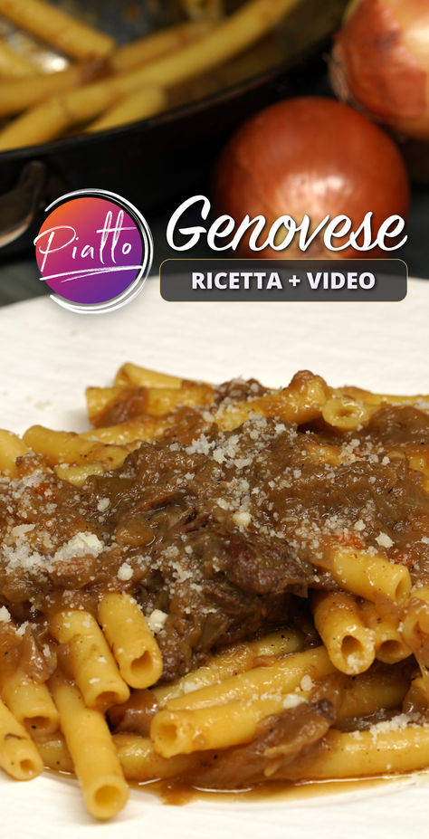 Scoprite la semplicità squisita di Napoli con la nostra Pasta alla Genovese. Un piatto umile ma ricco di sapori vi aspetta. La Genovese è un ragù bianco a base di cipolle, dove la carne è relegata a ruolo di supporto. Gli Ziti alla Genovese sono un piatto tradizionale napoletano, classico primo della domenica. #ricetta #recipe #pasta #primopiatto #lunch Pasta Genovese Recipe, Genovese Sauce Recipe, Recipe Pasta, Italian Heritage, Italian Recipes, Pasta