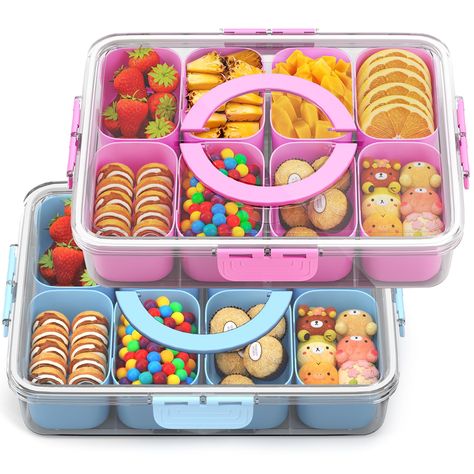 PRICES MAY VARY. 🌹【Warm Tips】The Snackle Box Container is not suitable for dishwashers or microwaves, but it can be used in the refrigerator. 🍒【Multi-Functional Snack Box】 The snackle box container clear lid allows for easy identification of the contents, making it convenient for organizing vegetables in the fridge. This snack box is specially designed to hold a suitable amount of snacks, candy, fruit, nuts, spices, and more in each compartment, ensuring that flavors don't mix. Additionally, T Snack Platters, Snackle Box, Candy Fruit, Snacks Candy, Snack Organizer, Portable Snacks, Snack Platter, Veggie Tray, Kid Food