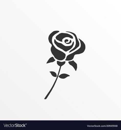 Rose Illustration Simple, Cute Rose Drawing, Black Rose Drawing, Rose Vector Illustration, Rosa Vector, Rose Doodle, Rosé Cartoon, Rose Silhouette, Rosas Vector