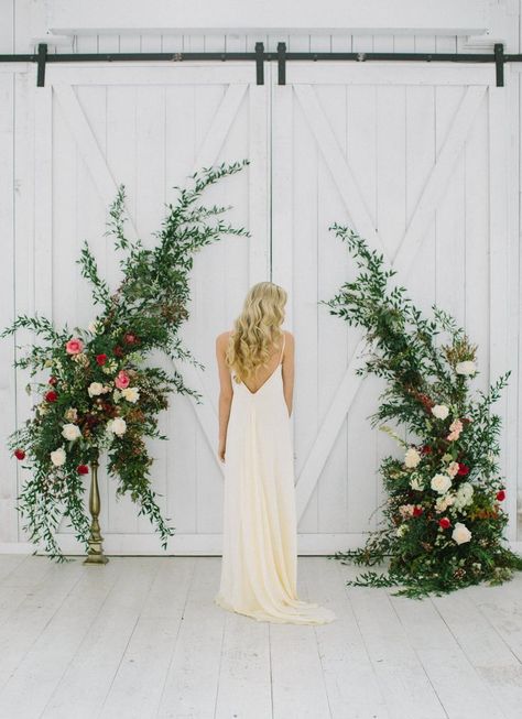 Deconstructed Arch, Elegant Sheath Wedding Dress, Kate Foley, Half Arch, Wedding Arbors, Dj Wedding, Wedding Arches, Contemporary Bride, Arch Wedding