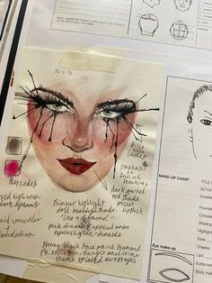 Theatre Makeup Stage, Makeup Artist Portfolio Ideas, Makeup Portfolio Ideas, Stage Makeup Ideas, Stage Makeup Looks, Face Chart Drawing, Theatre Stage Makeup, Gcse Art Artist Research Page, Art Research Page