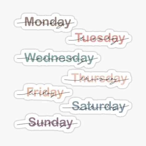 Days of the week with warm colors • Millions of unique designs by independent artists. Find your thing. Days Of The Week Printables Aesthetic, Days Of The Week Aesthetic, Artful Agenda, Days Of The Week Stickers, Daily Planner Diy, Bullet Journal Sticker, Boulet Journal, Header Ideas, Journal Tracker