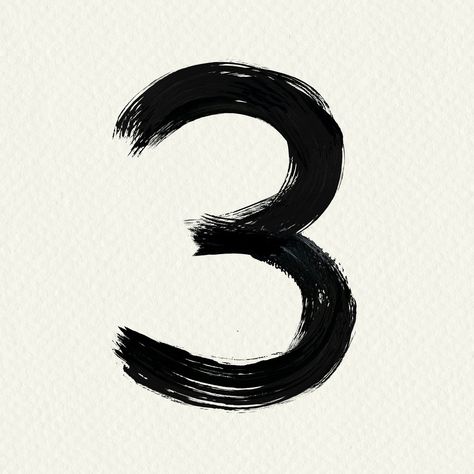 Number 3 brush stroke handwritten typography  | free image by rawpixel.com / Mind Number 3 Wallpaper, 3 Number Logo, 3 Number Design, Number 3 Aesthetic, Number Wallpaper, Number Fonts, Handwritten Typography, Painted Clothes Diy, Alphabet Number