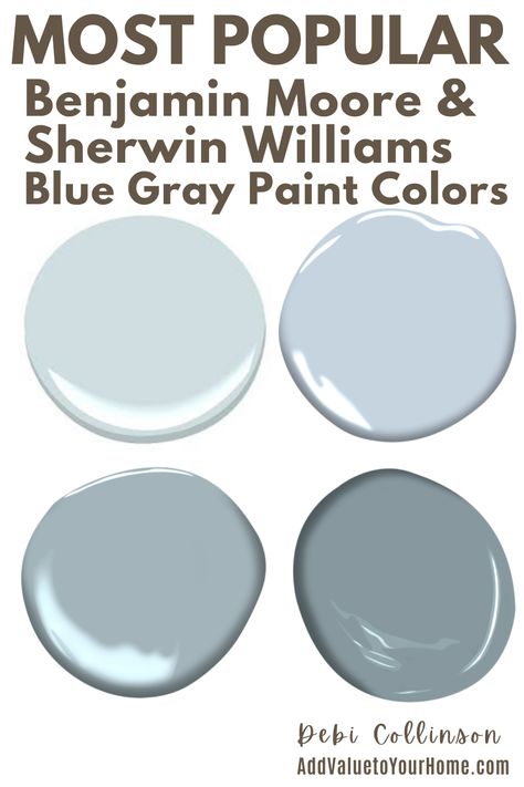 Blue-gray, gray-blue or slate blue, however you want to call it, is one of the most trending colors for the past couple of years and its not slowing down.  Due to its relaxing calmness mood it creates, blue-gray is suitable for the bedroom, bathroom, office, dining room or living room.  Check out the most popular Benjamin Moore & Sherwin Williams blue gray paint colors.

#bluegraypaintcolors
#bluegraybathroom
#bluegraybedroom
#bluegrayexterior Sherwin Williams Gray With Blue Tones, Benjamin Moore Blue Gray Paint Colors Bathroom, Slate Blue Dining Room Walls, Sherwin Williams Blue Paint Colors 2023, Sherwin Williams Popular Blues, Bm Slate Blue Paint, Grey And Blue Kitchen Ideas Paint Colors, Best Sw Blue Gray Paint Color, Windy Blue Sherwin Williams Bedroom