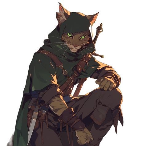 Dnd Tabaxi Ranger, Dnd Tabaxi Rogue, Tabaxi Ranger, Tabaxi Art, Tabaxi Dnd, Tabaxi Rogue, Dnd Ranger, Pathfinder Rpg Characters, Ranger Dnd