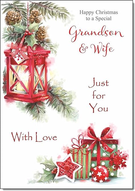 doodlecards Grandson & Wife Christmas Card Lamp and Parcels Medium Size with Plain Red Envelope : Amazon.co.uk: Stationery & Office Supplies Husband Christmas Card, 3d Christmas Cards, Letter Stamp, Charity Christmas Cards, Santa Express, Law Christmas, Boxed Christmas Cards, Fox Gift, Snowman Gifts