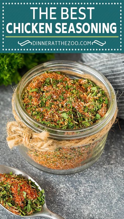 This chicken seasoning is the perfect blend of herbs and spices that produces flavorful and juicy chicken each and every time. Simple Chicken Seasoning, Simple Chicken Brine, Best Chicken Seasoning, Roast Chicken Seasoning, Chicken Seasoning Recipes, Homemade Dry Mixes, Spice Blends Recipes, Homemade Mixes, Spice Mix Recipes