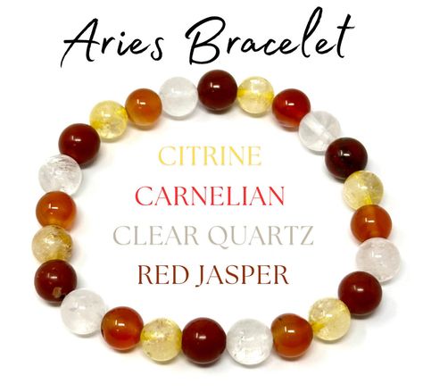 Crystal Bracelets Diy, Mystic Spiritual, Zodiac Bracelets, Aries Bracelet, Crystal Healing Chart, Healing Crystals For You, Semi Precious Stone Bracelet, Crystal Bead Jewelry, Healing Gemstone Bracelets