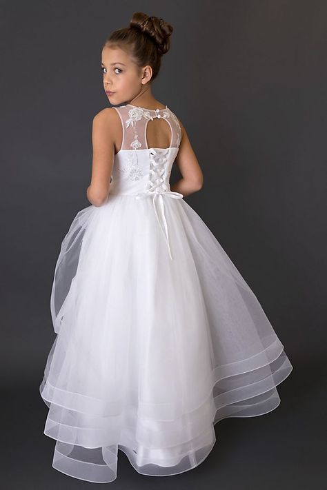 Communion Dresses Lace, Tulle Overlay Skirt, Athena Dresses, Lace Mesh Dress, Holy Communion Dresses, Baptism Gown, First Communion Dress, Overlay Skirt, White Flower Girl Dresses