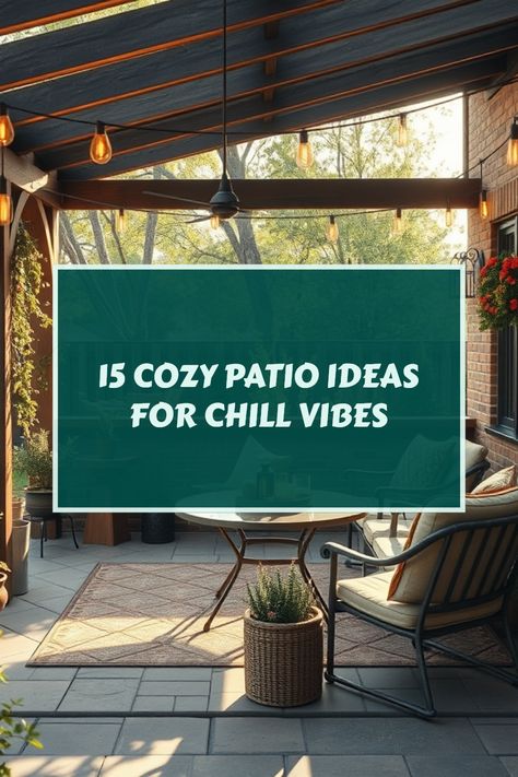 Transform your outdoor area into a haven of relaxation with these 15 cozy patio ideas that spark inspiration for your dream chill spot. From twinkling lanterns and comfy seating arrangements to lush greenery and fire pits, these designs cater to every chill occasion. Whether you're planning a family gathering or a quiet evening with friends, you'll find tips to make your outdoor space inviting and comfortable. Let’s create a warm, inviting atmosphere that draws you and your loved ones outside. Explore new patterns and seating ideas today and turn your backyard into the perfect escape. Patio Cozy Ideas, Cozy Backyard Ideas On A Budget, Cozy Patio Decorating Ideas, Outdoor Spaces Diy, Cozy Backyard Ideas, Cozy Outdoor Patio, Cozy Patio Ideas, Diy Outdoor Space, Chill Spot