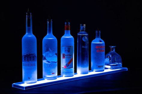 LED Liquor Bottle Shelves Display | Hometalk Floating Bar Shelves, Liquor Shelves, Etagere Cube, Bottle Shelf, Liquor Shelf, Bar In Casa, Bar Shelves, Bar Shelf, Bottle Display