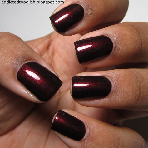 Garnet Nail Polish, Garnet Nails Acrylic, Dark Red Sparkle Nails, Garnet Nails, Red Sparkle Nails, Pink Nail Polish Colors, Nail Polish Style, Berry Nails, Dark Nail