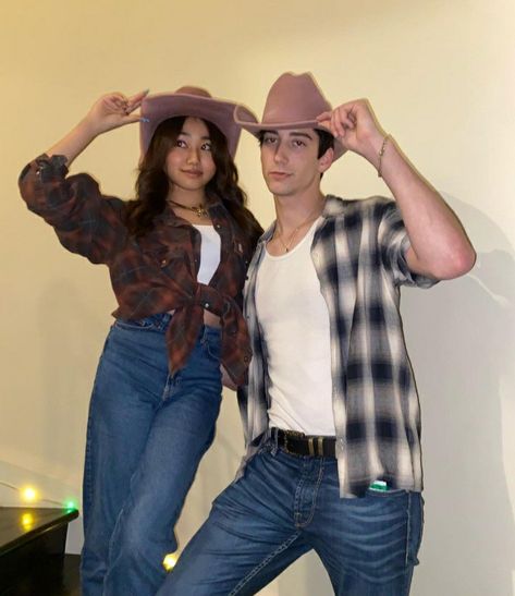 Cowboy Outfits For Men Party, Cowgirl And Cowboy Halloween Costumes, Couple Halloween Costumes Cowboy And Cowgirl, Cowboy Dressup Ideas, Wild West Couple Costume, Cowboy Group Costume, Cowboy Halloween Costume Boys, Cow And Cowboy Costume, Cowboy Dress Up