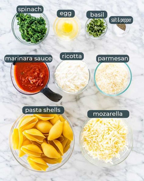 Stuffed Shells Recipe White Sauce, Big Shell Pasta Recipes, Cheesy Shells, Ricotta Spinach, Spinach Stuffed Shells, Pasta Ideas, Cooks Country, Stuffed Shells Ricotta, Stuffed Pasta