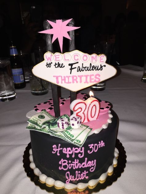 Birthday Cake For 30th Women, Vegas 30th Birthday Theme, Dirty 30 Birthday Cake For Women, Dirty 30 Cakes For Women, Fun 30th Birthday Cakes, 30th Birthday Vegas, 30th Birthday Cake Message, Homemade 30th Birthday Cake, 30th Birthday Ideas For Women Themes