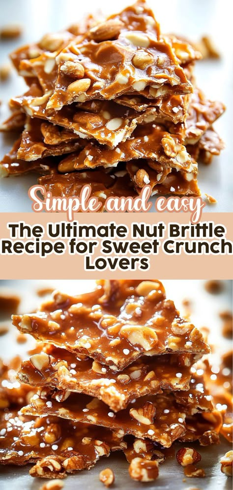 Dive into the world of homemade candy with the ultimate nut brittle recipe that brings together the perfect balance of crunch and sweetness. This easy nut candy recipe showcases a delightful mix of almonds, walnuts, and pecans, all enveloped in rich caramel. With just a few simple ingredients and straightforward steps, you can create a treat that will impress your family and friends. Perfect for holiday gatherings or as a thoughtful gift, this nut brittle is sure to be a hit. Nut Brittle Recipe, Nut Mix Recipe, Nut Brittle, Almond Brittle, Brittle Recipes, Creamy Pudding, Sweet Treats Desserts, Homemade Candy, Candy Recipe