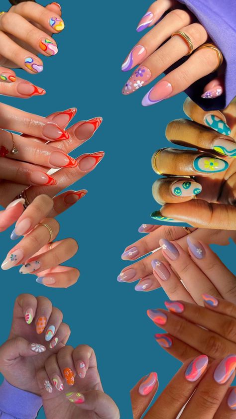 Summer nails prt 5#nailsaesthetic #summeraesthetic #milk #yummy Nails Collage Art Designs, Nails Collage, Shuffles Summer, Create Collage, Summer Aesthetic, Creative Play, Your Aesthetic, Art Designs, Collage Art