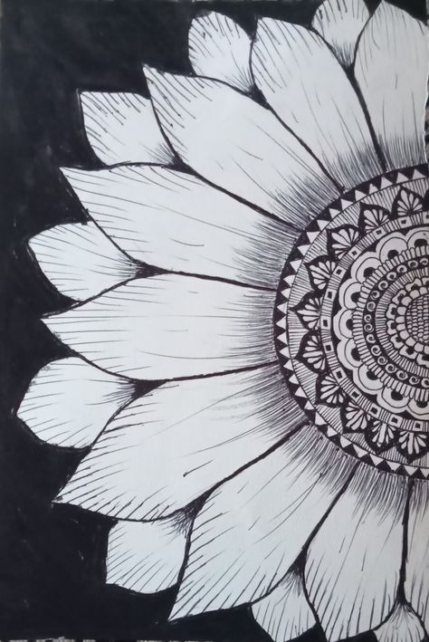 Sun flower mandala art🌻 Flower Mandala Art, Easy Mandala Drawing, Mandala Art Therapy, Simple Mandala, Mandala Art Lesson, 8k Wallpaper, Canvas Painting Designs, Angel Painting, Nature Art Painting