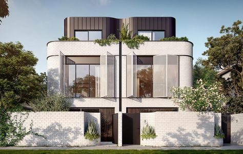 Stella Collective, Townhome Design, Townhouse Architecture, Townhouse Exterior, Modern Townhouse, Duplex Design, Townhouse Designs, Duplex House Design, Duplex House