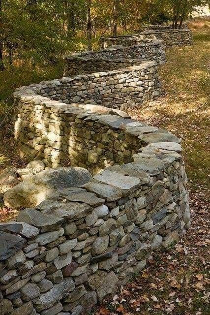 Creating Curb Appeal, Pathway Decor, Stone Walls Garden, Stacked Stone Walls, Garden Pathways, Stone Fence, Andy Goldsworthy, Enchanting Garden, Stone Wall Art