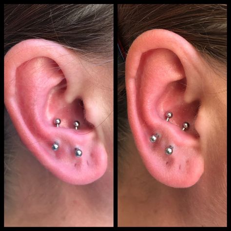 Double Anti Tragus Piercing, Anti Tragus Piercing, Anti Tragus, Cool Ear Piercings, Cool Piercings, Tragus Piercing, Some Body, Body Piercings, Pierced Jewelry