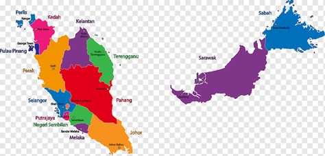 Peta Malaysia Lengkap, Malaysia Map Illustration, Peta Malaysia, Central Asia Map, Malaysia Poster, Malaysia Map, Latin America Map, Malaysian Flag, Brunei Flag