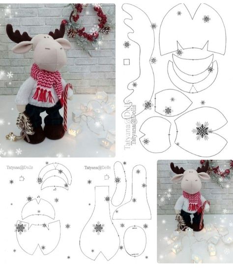 Moose Crafts, Dolls Handmade Diy, Winter Wreath Diy, Felt Animal Patterns, Christmas Moose, Baby Doll Pattern, Cute Sewing Projects, Rag Doll Pattern, Sewing Stuffed Animals