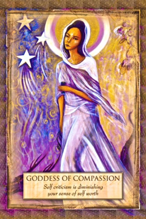 Daily Angel Oracle Card, from the Angels, Gods and Goddesses Oracle Card deck, by Toni Carmine Salerno: Goddess Of Compassion Goddess Of Compassion: "Self criticism is diminishing your sense of self-worth." "The Goddess Of Compassion has shown up in your reading today to ask you to be more compassionate towards yourself. At the core of… Goddess Of Compassion, Love Oracle, Angel Tarot Cards, Tarot Magic, God Goddess, Angel Tarot, Angel Oracle Cards, Angel Cards Reading, Narnia Books