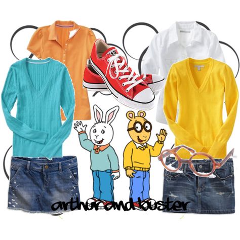 Arthur and Buster Costumes. I could totally be Arthur, actually Arthur And Buster, Movie Character Dress Up, Arthur Costume, Tv Character Costumes, Kids Disney Outfits, Sweater And Shirt, Book Characters Dress Up, Book Character Day, Character Dress Up