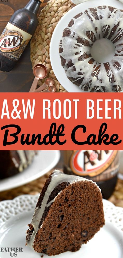 A&W Root Beer has always been one of my favorite summertime drinks. Even today, drinking it reminds me of summer every time! I wanted to celebrate those memories with this Root Beer Bundt Cake Recipe. Dark, smooth and sweet, it is the perfect summertime dessert or any time of year! #AWMemories #ad Root Beer Bundt Cake Recipe, Root Beer Pie, Beer Cakes For Men, Beer Cake Recipe, Root Beer Cake, Beer Dessert, Beer Cakes, Root Beer Recipe, Beer Cookies