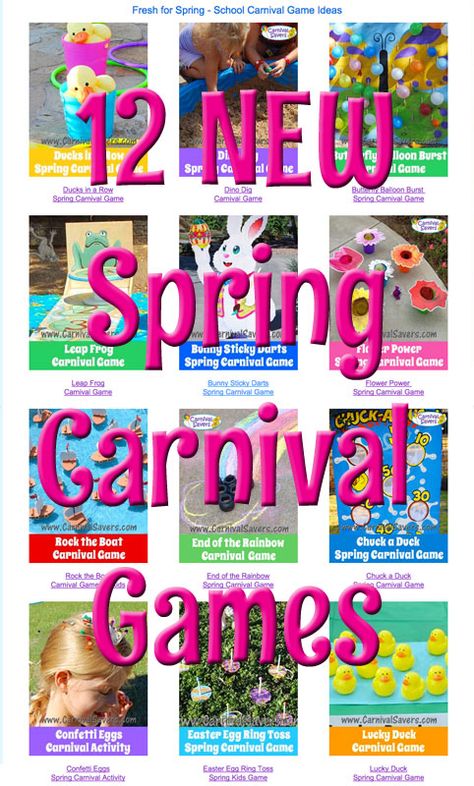 Spring Fair Games, Diy School Carnival Games Booth Ideas, School Spring Fling Ideas, Summer Carnival Ideas, Spring Festival Activities, Carnival Games Fundraiser, Spring Party Games For Kids Classroom, Easter Carnival Games For Kids, Kindergarten Carnival Games