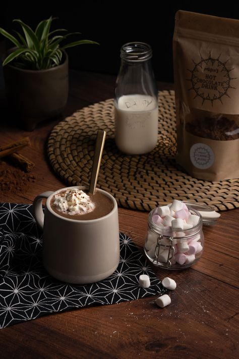 Hot Chocolate Product Photography, Cafe Product Photography, Product Photography Chocolate, Hot Chocolate Photoshoot, Chocolate Photography Ideas, Hot Chocolate Photography, Beverage Photoshoot, Chocolate Product Photography, Hot Chocolate Poster