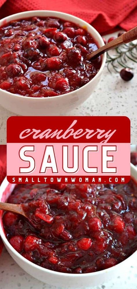 Your Thanksgiving dinner party must have this homemade cranberry orange sauce! It's a 6-ingredient Thanksgiving side you can make ahead. Super easy and tasty, this fresh cranberry sauce recipe will find its way to your menu year after year! Easy Thanksgiving Food, Easy Thanksgiving Side Dishes, Fresh Cranberry Sauce, Best Cranberry Sauce, Easy Cranberry Sauce, Cranberry Orange Sauce, Thanksgiving Food Ideas, Dipping Sauces For Chicken, Small Town Woman