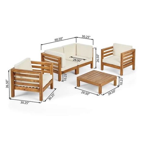 Oana Outdoor 4-seat Acacia Loveseat Chat Set with Cushions by Christopher Knight Home - Bed Bath & Beyond - 27785022 Wood Loveseat, Wooden Sofa Set Designs, Muebles Living, Wooden Sofa Set, Sofa Set Designs, Outdoor Furniture Plans, Wood Sofa, Wooden Sofa, Christopher Knight