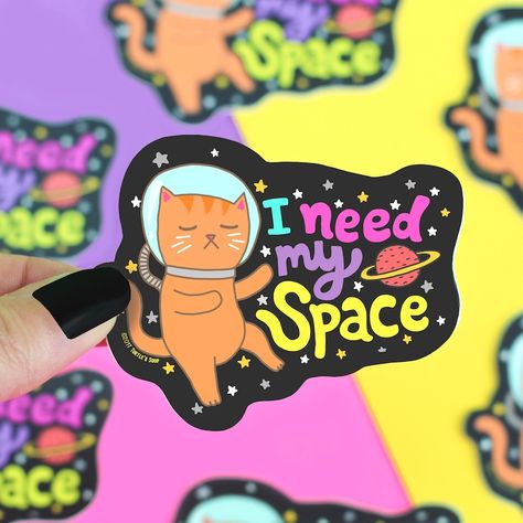 Social Distancing Sticker I Need My Space Cat Sticker | Etsy Ice Cream Kitty, Personal Bubble, Freeze Dried Ice Cream, I Need My Space, Turtle Soup, Stickers Cool, Turtley Awesome, Galaxy Cat, Vinyl Gifts