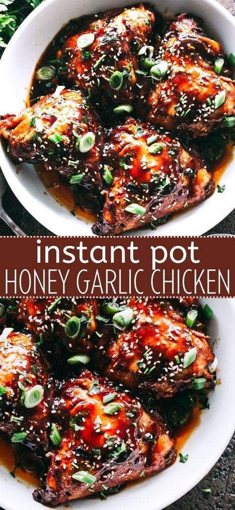 Instant Pot Honey Garlic Chicken, Garlic Chicken Thighs, Instant Pot Dinner, Honey Garlic Chicken Wings, Honey Garlic Chicken Thighs, Garlic Chicken Recipe, Honey Glazed Chicken, Paleo Chicken Recipes, Garlic Chicken Recipes