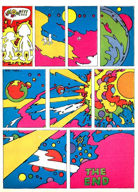 Sequential Illustration, Graphic Narrative, Peter Max Art, Sequential Art, Peter Max, Bd Comics, Comic Panels, Hippie Art, Vintage Comics