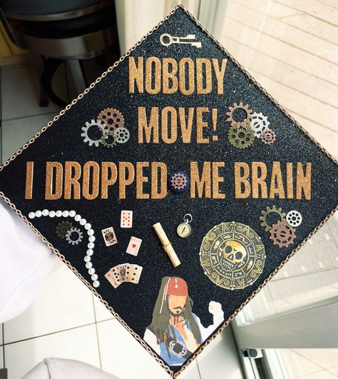 #graduation #piratesofthecaribbean #jacksparrow #gradcap Creative Graduation Cap Designs, Graduation Cap Designs Book Quotes, Pirates Of The Caribbean Grad Cap, Eminem Graduation Cap, Beetlejuice Graduation Cap, Anime Themed Graduation Caps, Formula 1 Graduation Cap, Jack Sparrow Graduation Cap, Pirates Of The Caribbean Graduation Cap