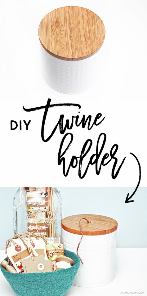 Diy Canister, Twine Diy, Diy Holder, Jute Twine, Storage Containers, Dollar Tree, Twine, Wood Diy, Craft Projects