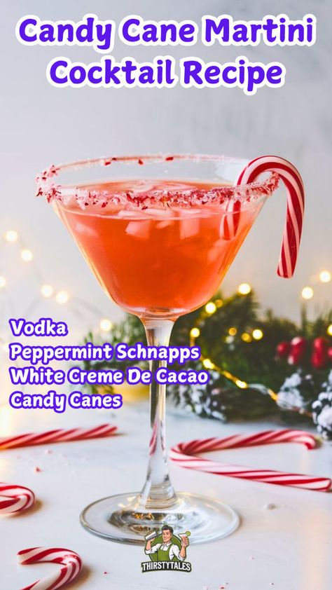 "Get into the holiday spirit with this delightful Candy Cane Martini cocktail recipe! Perfect for festive gatherings, this drink combines the flavors of peppermint and creamy goodness, making it a must-try for your Christmas drinks lineup. Ideal for winter celebrations, this Candy Cane Martini is one of the best holiday cocktails to impress your guests. Explore more candy cane recipes and elevate your festive cocktails this season! Cheers to the holidays!" Peppermint Alcoholic Drinks, Candy Cane Cocktail Recipe, Candy Cane Martini Recipe, Candy Cane Recipes, Christmas Martini Recipes, Candy Cane Martini, Vodka Mojito, Fruity Mixed Drinks, Candy Cane Recipe