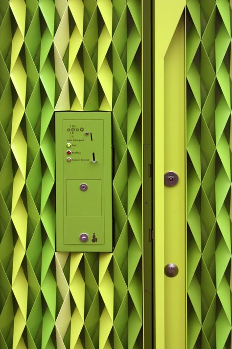 Green wall Laser Cut Aluminum, Green Architecture, Colorful Life, Green Collection, Materials And Textures, Facade Architecture, Toilets, Color Textures, On The Side