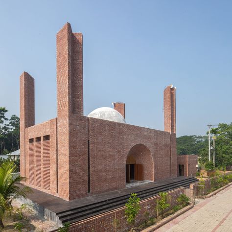 Cubeinside creates red-brick Bait Ur Raiyan Mosque in Bangladesh Mosque Design Islamic Architecture, Mosque Design, Mountain Chalet, Brick Arch, Toyo Ito, Mosque Architecture, Brick Architecture, Religious Architecture, Earth Homes