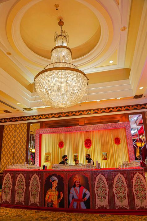 Inspired from Mughal Theme Mughal Theme Decor, Mughal Wedding, Gala Themes, Bar Setup, Mughal Empire, Bar Set Up, Wedding Hall, Theme Wedding, Valance Curtains