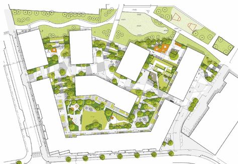 The Village Sthlm. C.F. Møller Development Plan Architecture, Site Development Plan Landscapes, Architecture Master Plan, Site Development Plan Architecture, Koshino House, Parking Plan, Architecture Watercolor, Site Development Plan, Urban Model