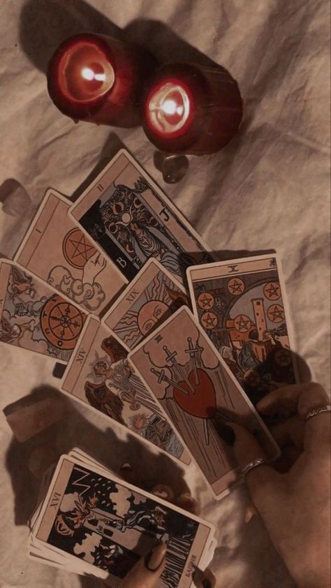 Tarot Readings Aesthetic, Witchy Tarot Cards, Dark Tarot Aesthetic, Witch Tarot Aesthetic, Tarot Card Reading Aesthetic, Red Tarot Card Aesthetic, Tarot Card Photography, Card Reading Aesthetic, Cartomancy Aesthetic